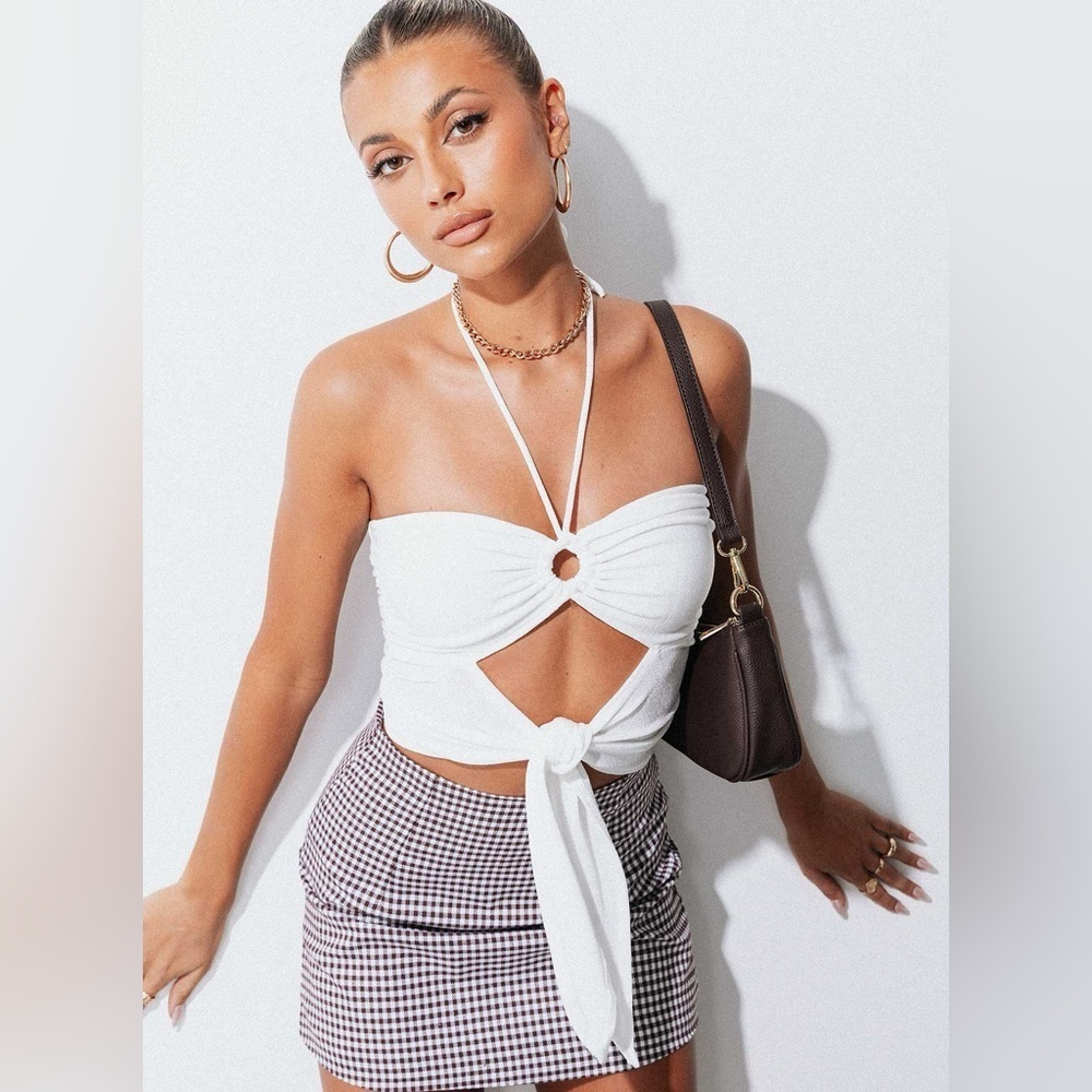 Princess Polly Loriella Ring Detail Crop Top in White Size 12 NWT